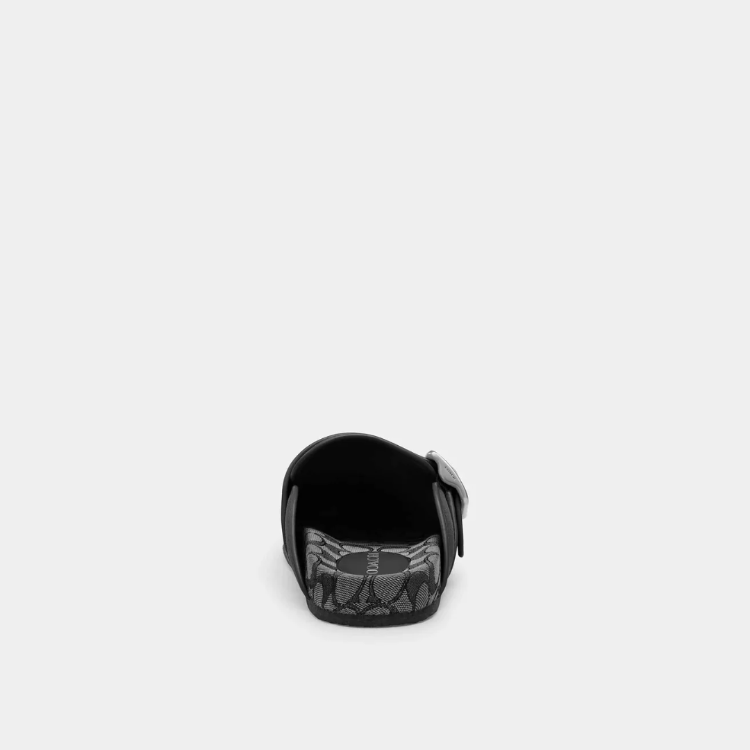 Ashton clog in black, rear and lining view