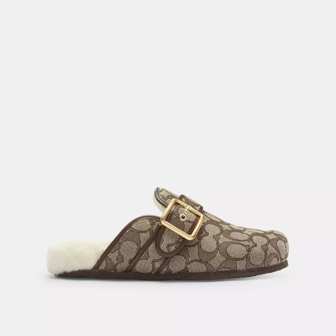 Ashton clog in light khaki ivory, side view