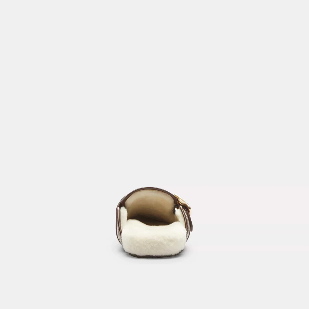 Ashton clog in light khaki ivory, rear and lining view