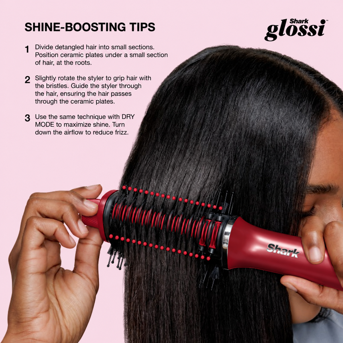 Red Shark Glossi blowdryer brush smoothing guide