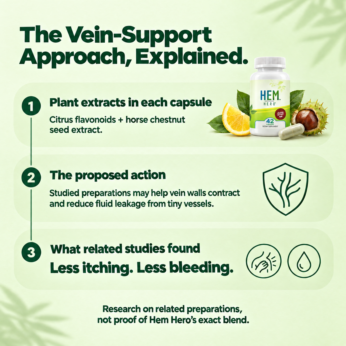Hem Hero ingredients and proposed vein-support approach
