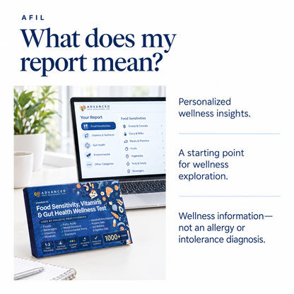 AFIL report scope: wellness insights, not an allergy or intolerance diagnosis