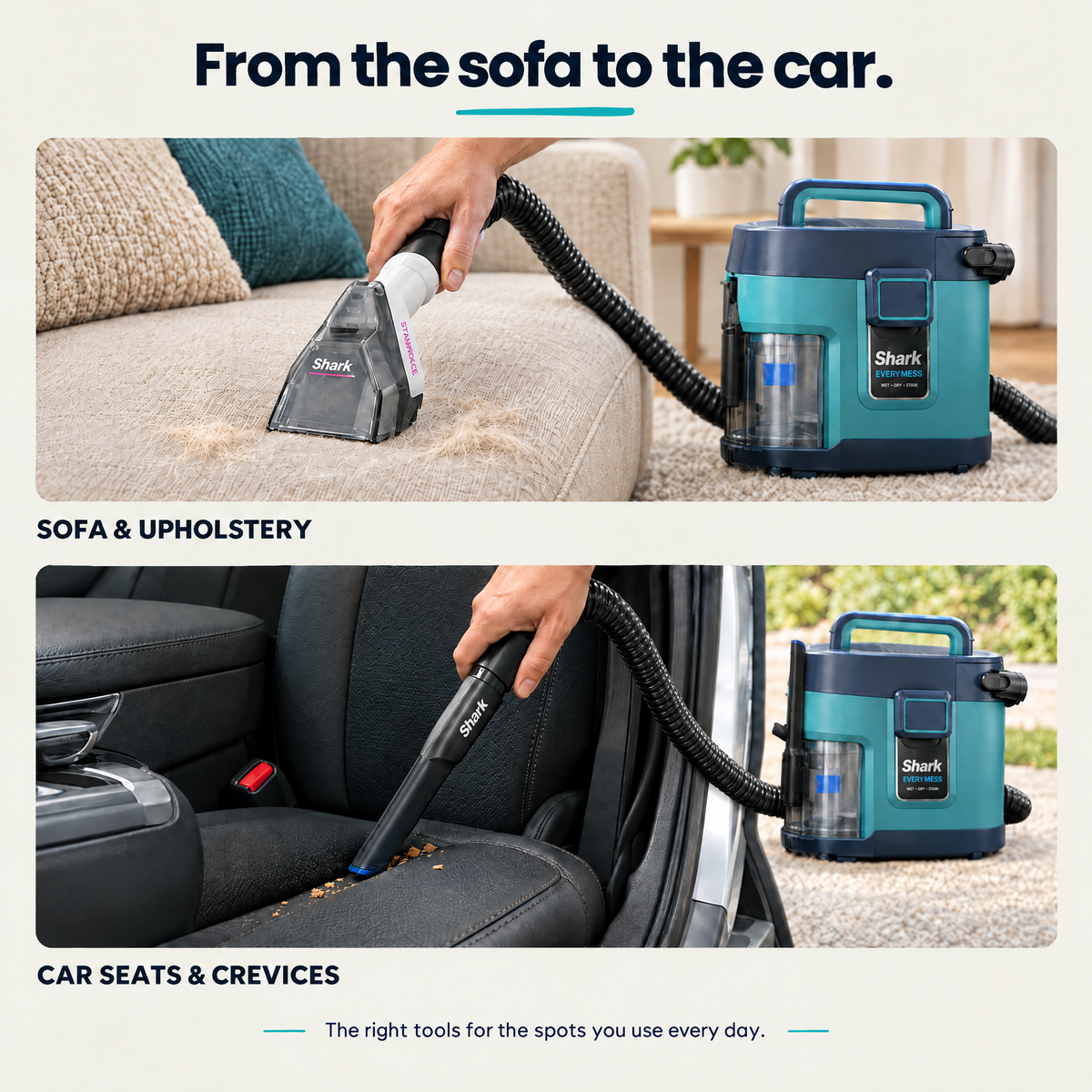 Shark EveryMess tools for upholstery and car interiors